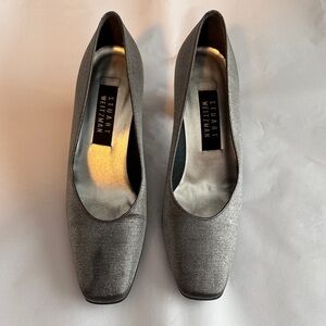 Stuart Weitzman Metallic Gray File Heels
